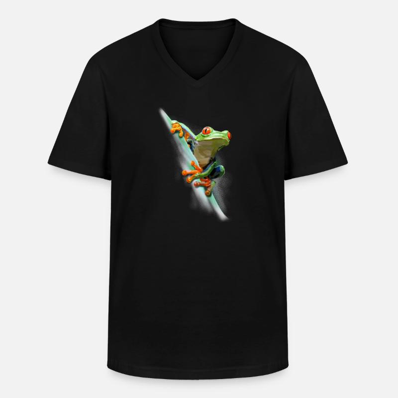 Frosch - Männer-T-Shirt mit V-Ausschnitt - Schwarz