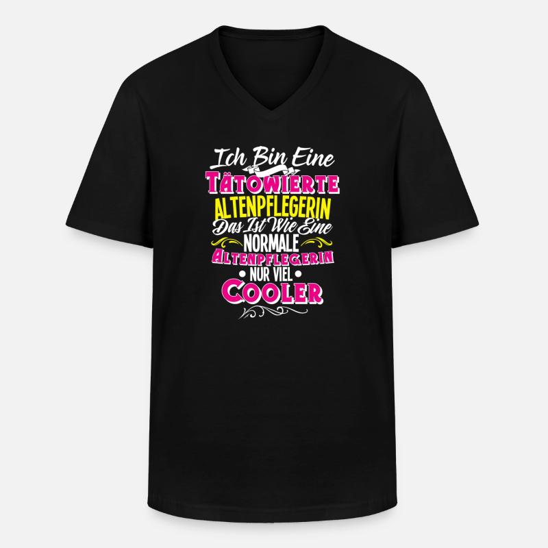 Altenpflegerin Tattoo - Männer-T-Shirt mit V-Ausschnitt - Schwarz