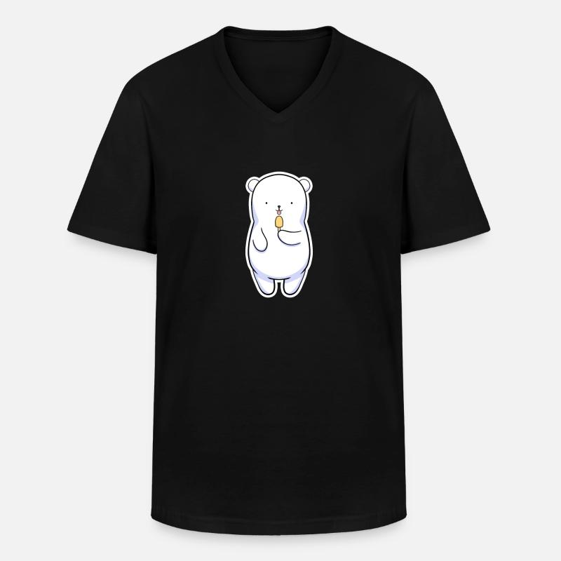 Eisbär - Männer-T-Shirt mit V-Ausschnitt - Schwarz