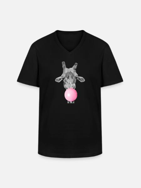 Giraffe und kaugummi - Männer-T-Shirt mit V-Ausschnitt - Schwarz