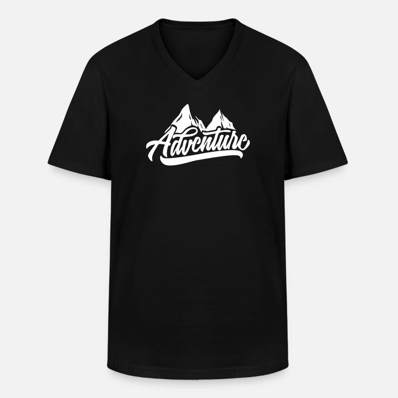 Mountain Adventure Script: Summit Motif - Men's V-Neck T-Shirt - black