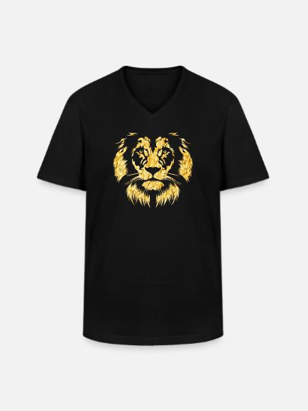 Lion gold - Men's V-Neck T-Shirt - black
