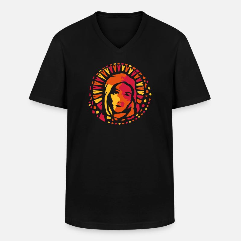 Kirchenfenster Stil Maria Mutter Gottes - Männer-T-Shirt mit V-Ausschnitt - Schwarz