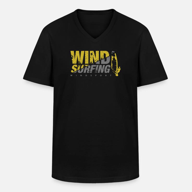 WINDSURFING Windsurfen - Männer-T-Shirt mit V-Ausschnitt - Schwarz