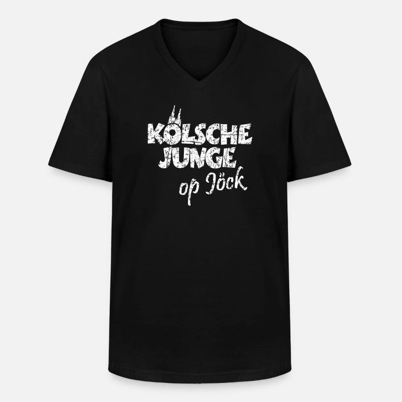 Kölsche Junge Op Jöck Kölsch Köln - Männer-T-Shirt mit V-Ausschnitt - Schwarz
