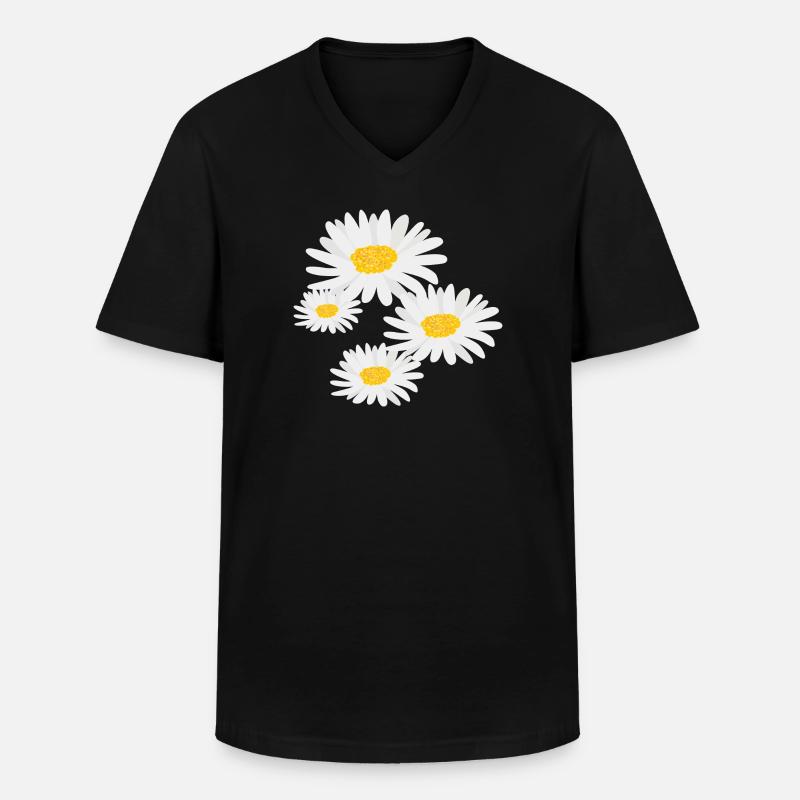 Blume Gänseblümchen - Männer-T-Shirt mit V-Ausschnitt - Schwarz