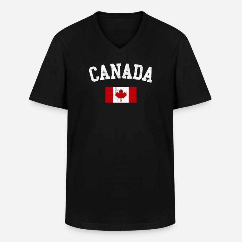 Canada Arc with Maple Flag - Men's V-Neck T-Shirt - black