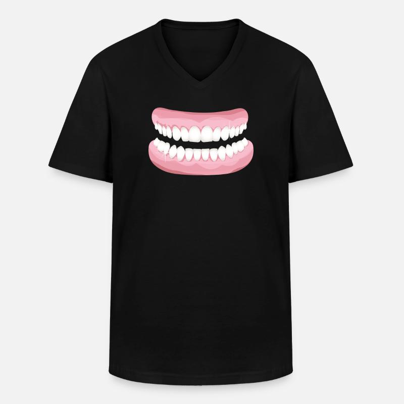 strahlendes Gebiss mit blitzsauberen Zähnen - Männer-T-Shirt mit V-Ausschnitt - Schwarz