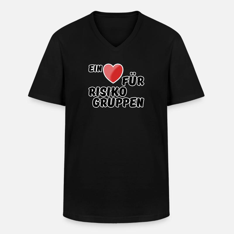 Risikogruppe Spruch Nächstenliebe Herz Virus - Männer-T-Shirt mit V-Ausschnitt - Schwarz