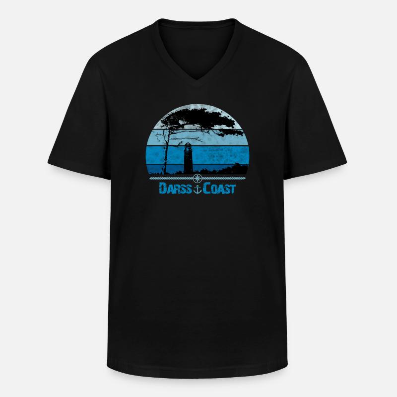 Darss Coast mit Windflüchter und Leuchtturm - Männer-T-Shirt mit V-Ausschnitt - Schwarz