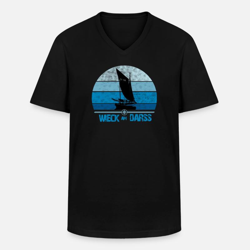 Wieck am Darss mit Zeesboot - Männer-T-Shirt mit V-Ausschnitt - Schwarz