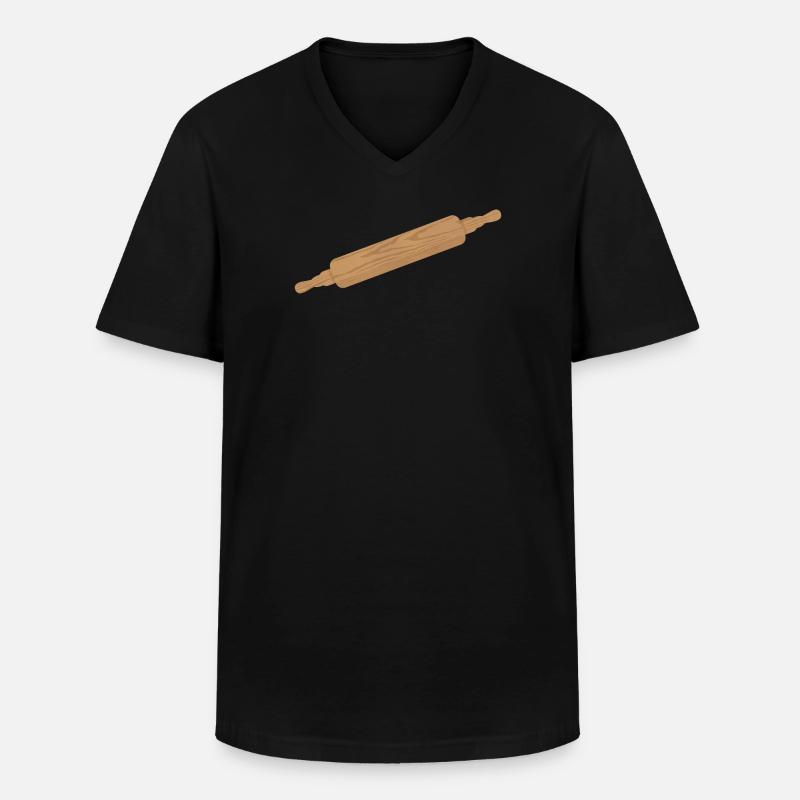 Teigroller - Nudelholz-Roller aus Holz - Männer-T-Shirt mit V-Ausschnitt - Schwarz