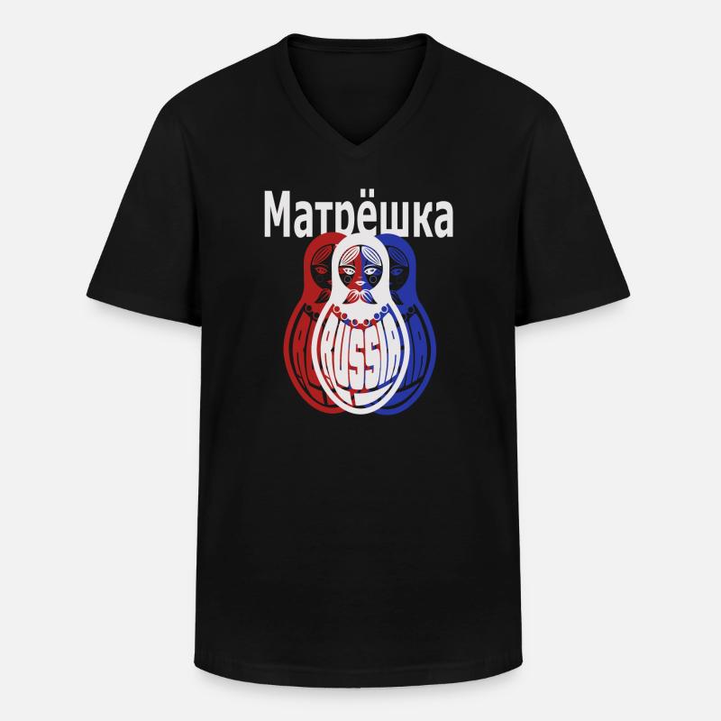 Matroschka, Russisch - Männer-T-Shirt mit V-Ausschnitt - Schwarz