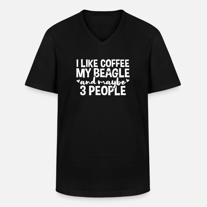 Beagle Kaffeetrinker - Männer-T-Shirt mit V-Ausschnitt - Schwarz