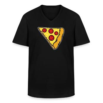 Partner look | Pizza love paar paar grappig - Klassiek mannen T-shirt met V-hals - zwart - Voor - AI Model Male 178 dark (178cm)