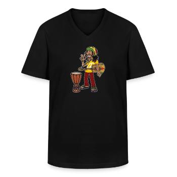 Reggae Reggaeton Jamaika Ragga Frieden Jah Rasta - Männer-T-Shirt mit V-Ausschnitt - Schwarz - Vorne - AI Model Male 178 dark (178cm)