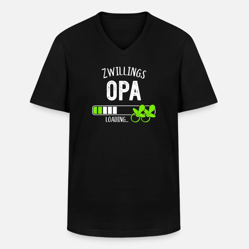Zwillingsopa Loading Opa Großvater Zwillinge - Männer-T-Shirt mit V-Ausschnitt - Schwarz