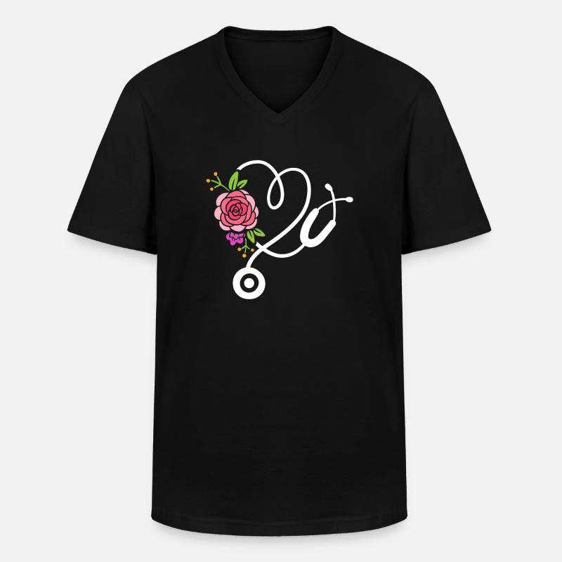 Stethoskop Doktor Krankenschwester - Männer-T-Shirt mit V-Ausschnitt - Schwarz