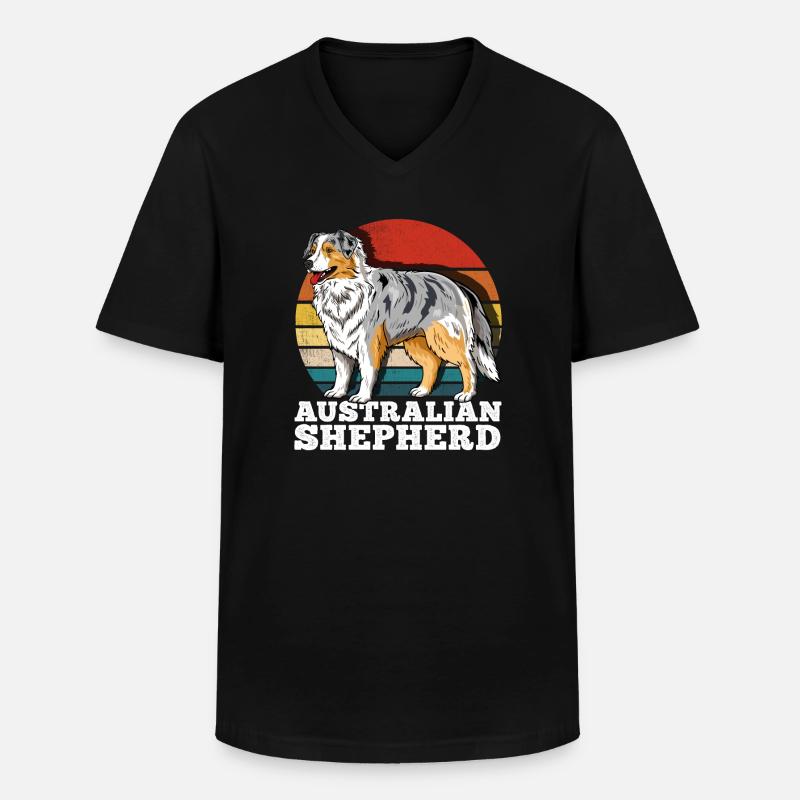 Australian Shepherd Aussie Retro - Men's V-Neck T-Shirt - black
