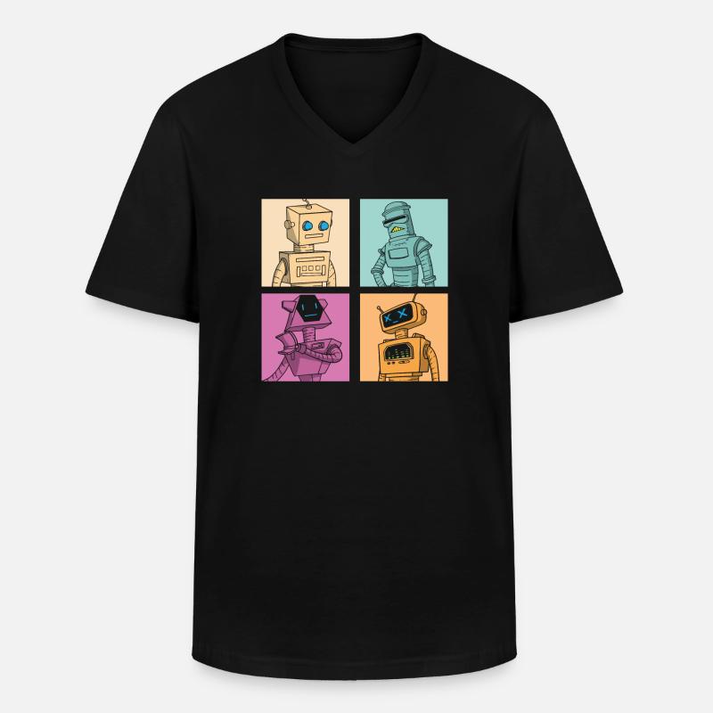 Roboter Robot - Männer-T-Shirt mit V-Ausschnitt - Schwarz