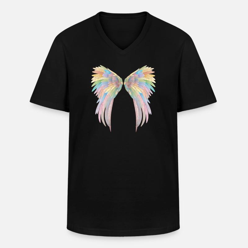Wunderschöne pastellfarbene Engelsflügel - Männer-T-Shirt mit V-Ausschnitt - Schwarz