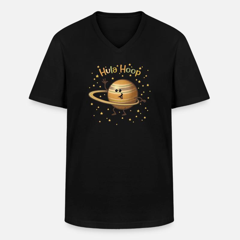 Saturn spielt mit seinen Ringen - Männer-T-Shirt mit V-Ausschnitt - Schwarz