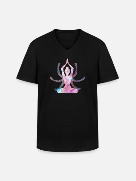 Spirituelles Yoga-Mädchen - Männer-T-Shirt mit V-Ausschnitt - Schwarz