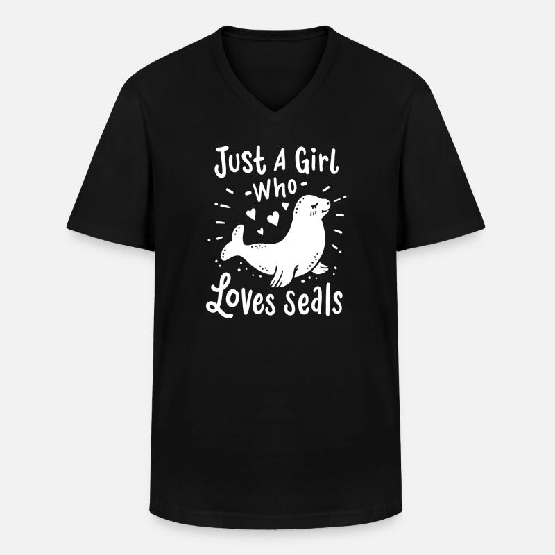 Seelöwe Robbe - Männer-T-Shirt mit V-Ausschnitt - Schwarz