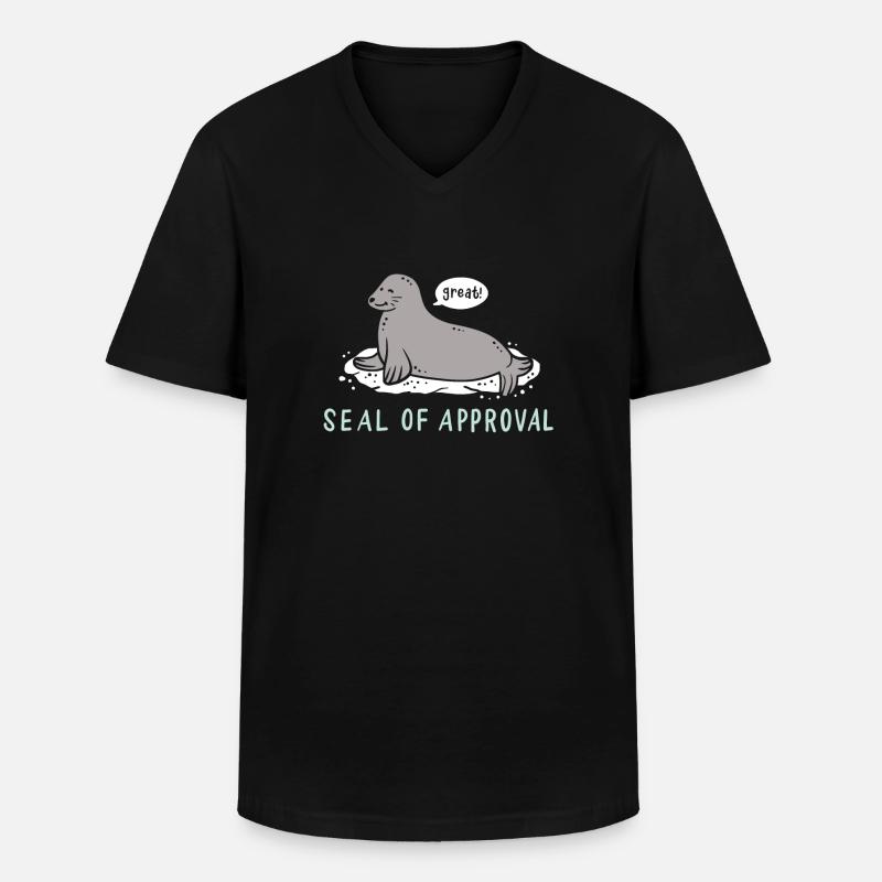 Robbe - Männer-T-Shirt mit V-Ausschnitt - Schwarz