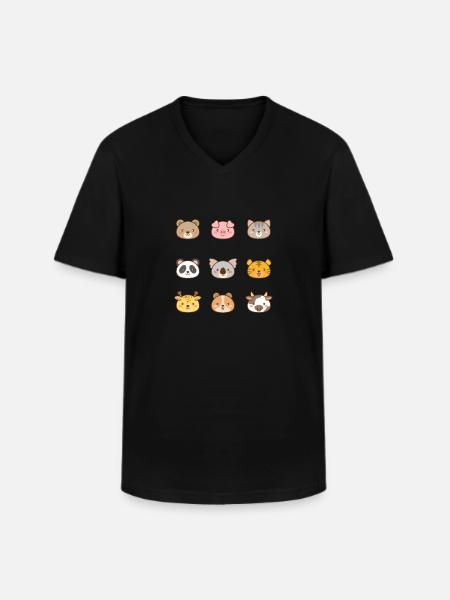 Kawaii klistermærker - Klassisk herre T-shirt med V-udskæring - sort