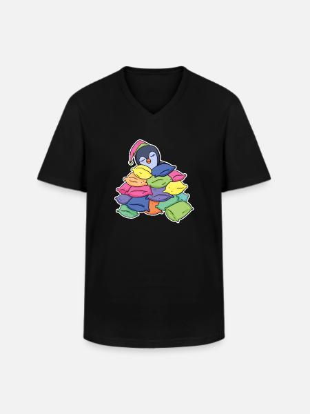 Sleeping penguin - Men's V-Neck T-Shirt - black