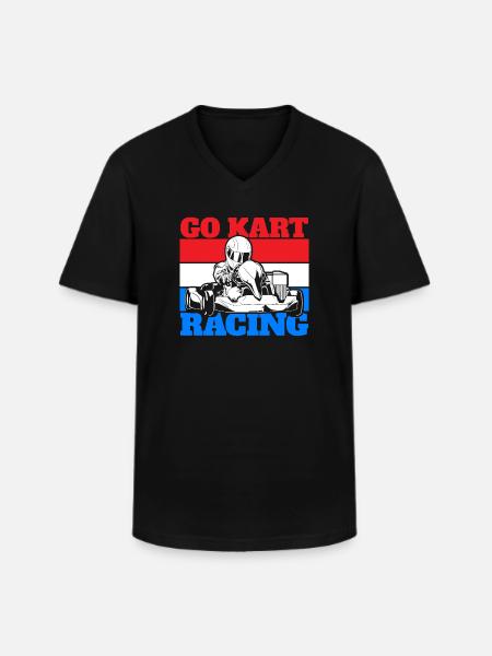 Go Kart Go Cart Racing - Klassisk herre T-shirt med V-udskæring - sort