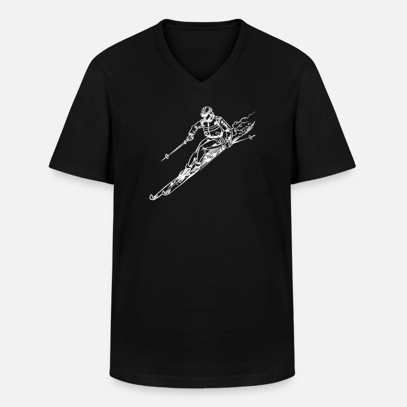 Ski - Männer-T-Shirt mit V-Ausschnitt - Schwarz