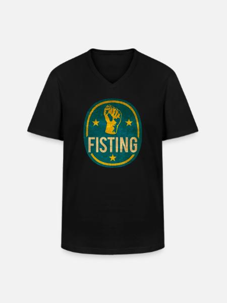 fisting logotyp t-shirt design XXX sex porr presentidé - T-shirt med V-ringning herr - svart