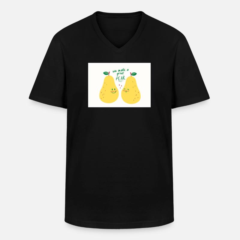 BIRNE - Männer-T-Shirt mit V-Ausschnitt - Schwarz
