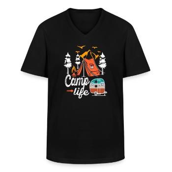 camping - T-shirt col V Homme - noir - Devant - AI Model Male 178 dark (178cm)