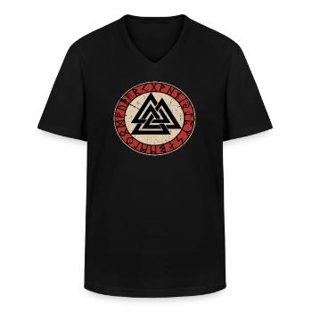 Wikinger Knoten Valknut Wotan thor odin loki - Männer-T-Shirt mit V-Ausschnitt - Schwarz - Vorne - AI Model Male 178 dark (178cm)