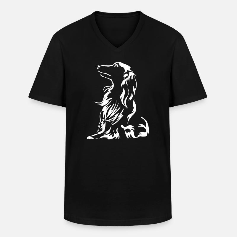 Dackel "Black Edition" - Männer-T-Shirt mit V-Ausschnitt - Schwarz