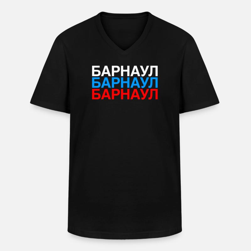 BARNAUL Russland Flagge - Männer-T-Shirt mit V-Ausschnitt - Schwarz