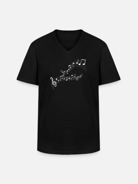 Flowing note melody - Men's V-Neck T-Shirt - black