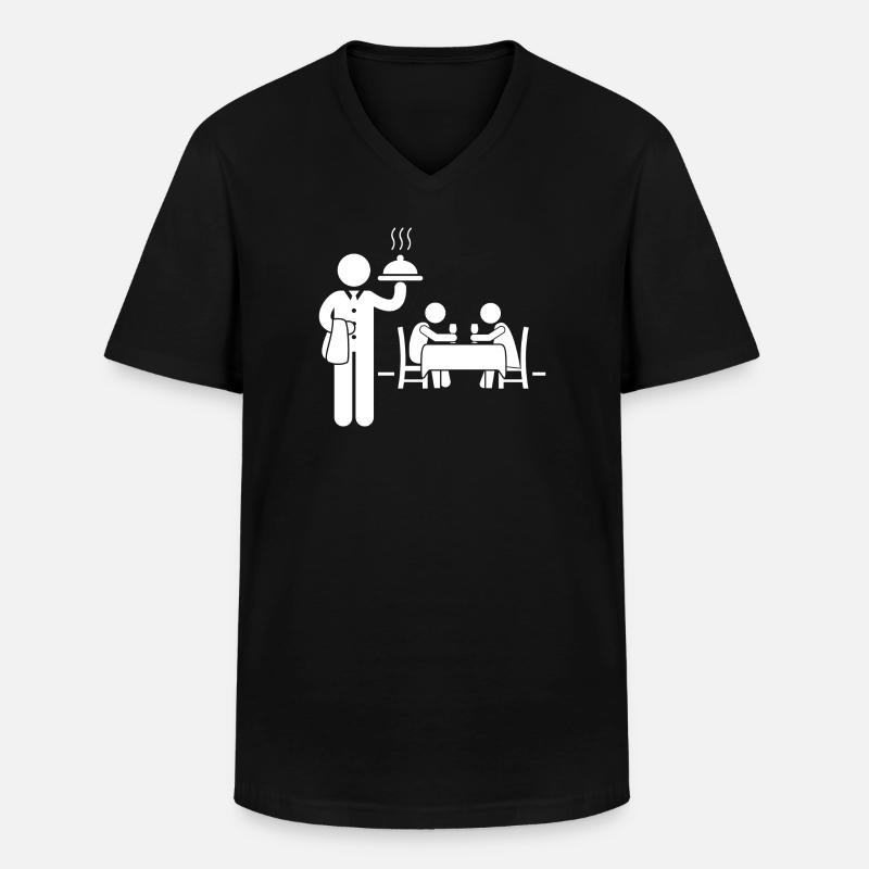 Kellnerin Kellner - Männer-T-Shirt mit V-Ausschnitt - Schwarz