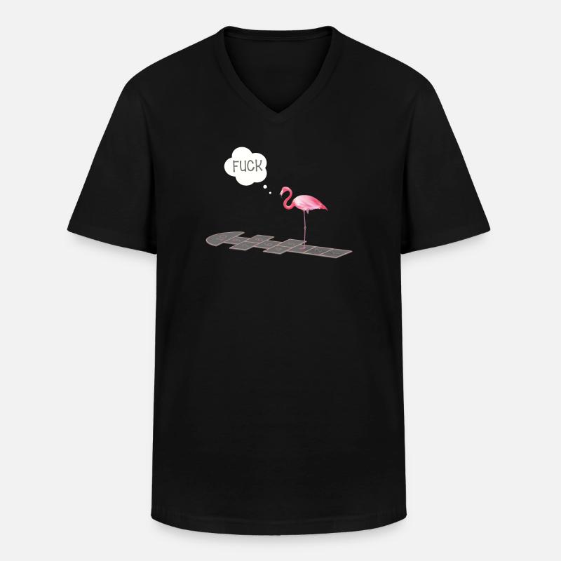 Flamingo mit einem Problem - Männer-T-Shirt mit V-Ausschnitt - Schwarz