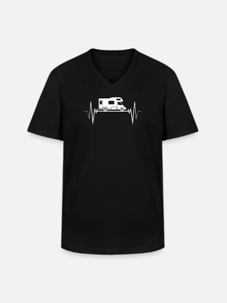 Camping Camper camper heartbeat - Men's V-Neck T-Shirt - black