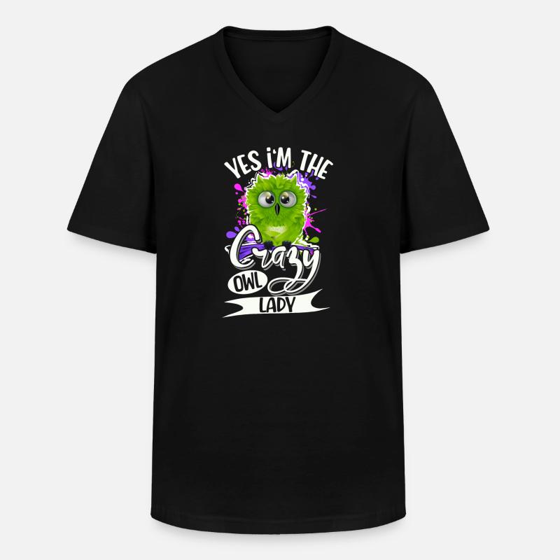 Eule - Männer-T-Shirt mit V-Ausschnitt - Schwarz