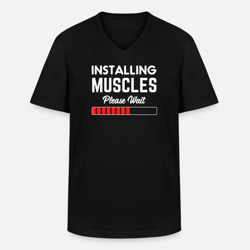 Installing Muscle Please Wait - Männer-T-Shirt mit V-Ausschnitt - Schwarz
