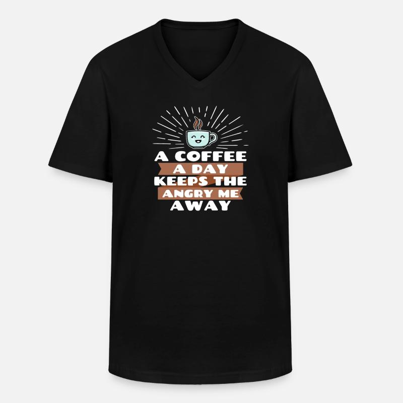 Witz Cool Lustig Statement Kaffee - Männer-T-Shirt mit V-Ausschnitt - Schwarz