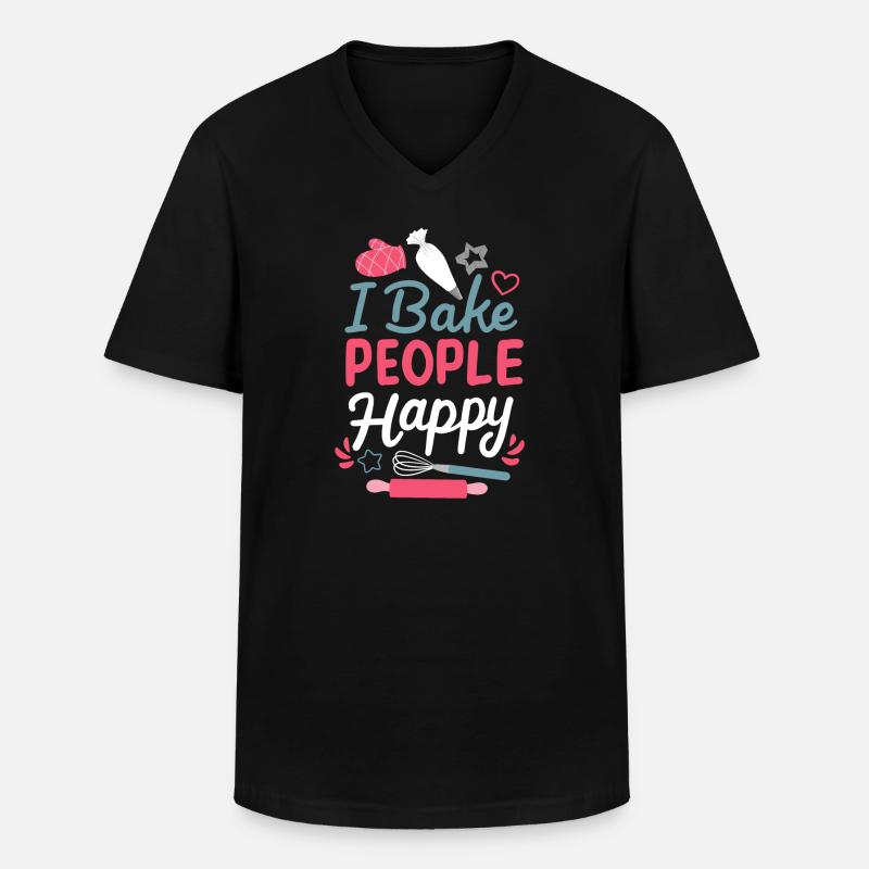 Backen Bäckerei Hobbybäcker - Männer-T-Shirt mit V-Ausschnitt - Schwarz