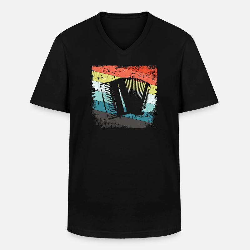 Akkordeon Harmonika - Männer-T-Shirt mit V-Ausschnitt - Schwarz
