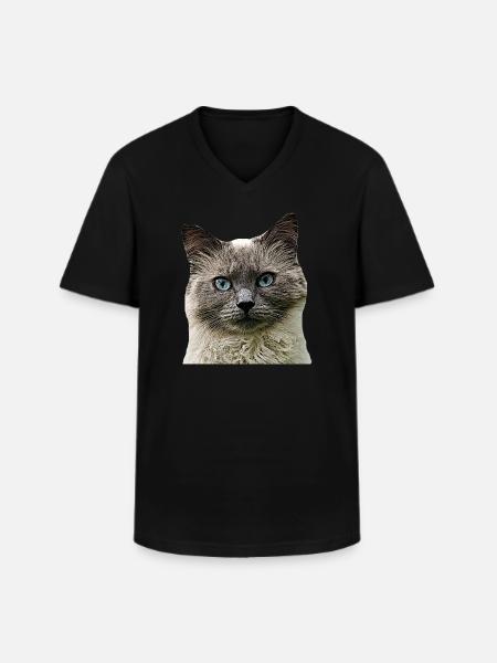 Kat Katte kat Katte Kat Hoved - Klassisk herre T-shirt med V-udskæring - sort