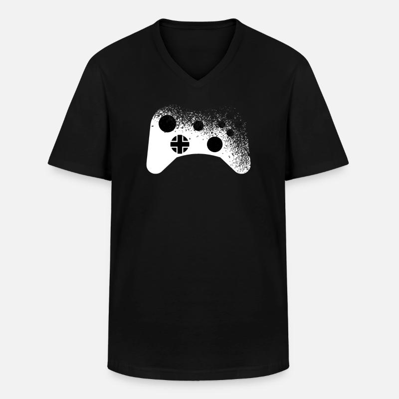 Splatter - Controller Muster für Gamer cool - Männer-T-Shirt mit V-Ausschnitt - Schwarz